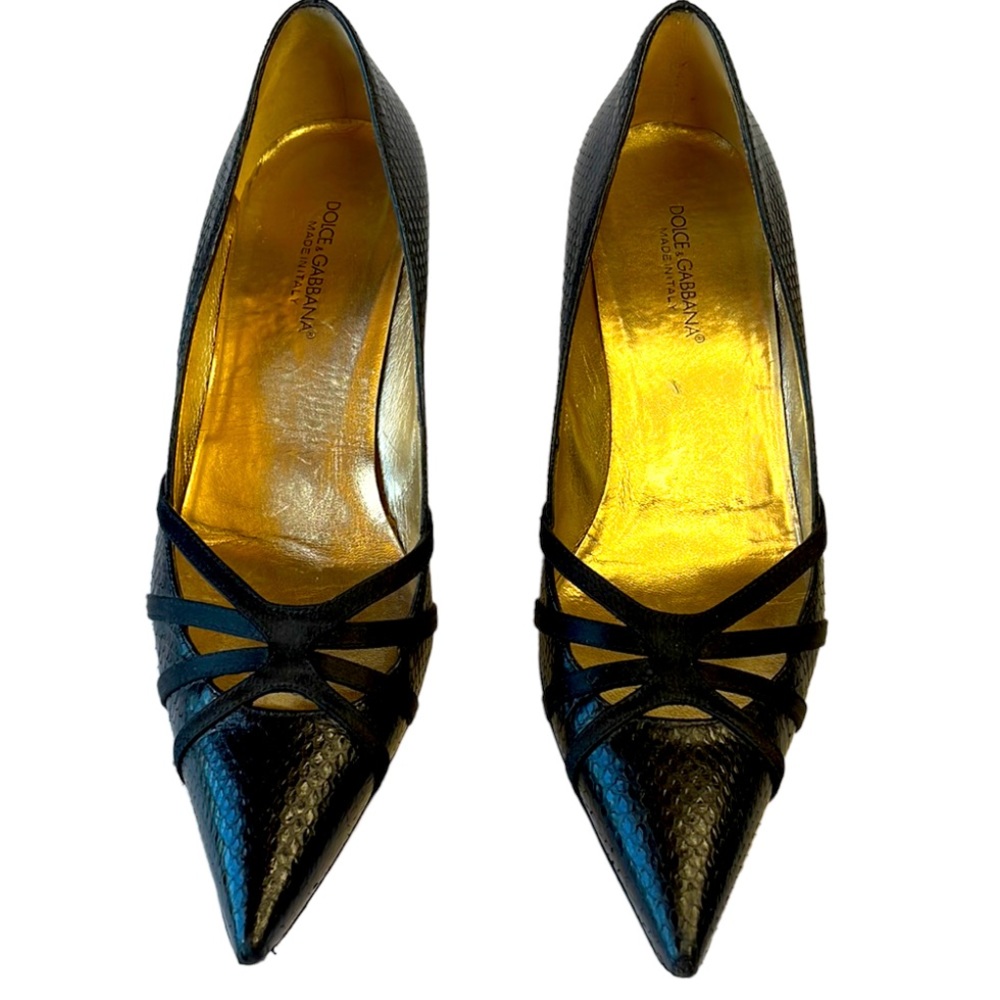 DOLCE & GABBANA woman’s vintage reptile black heels, 39 EU, very good condition